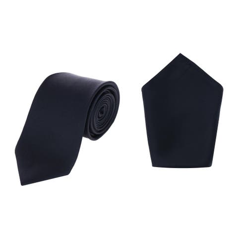 Sutton Solid Color Silk Necktie and Pocket Square Combo