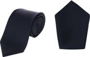 Trafalgar Sutton Solid Color Silk Necktie and Pocket Square Combo