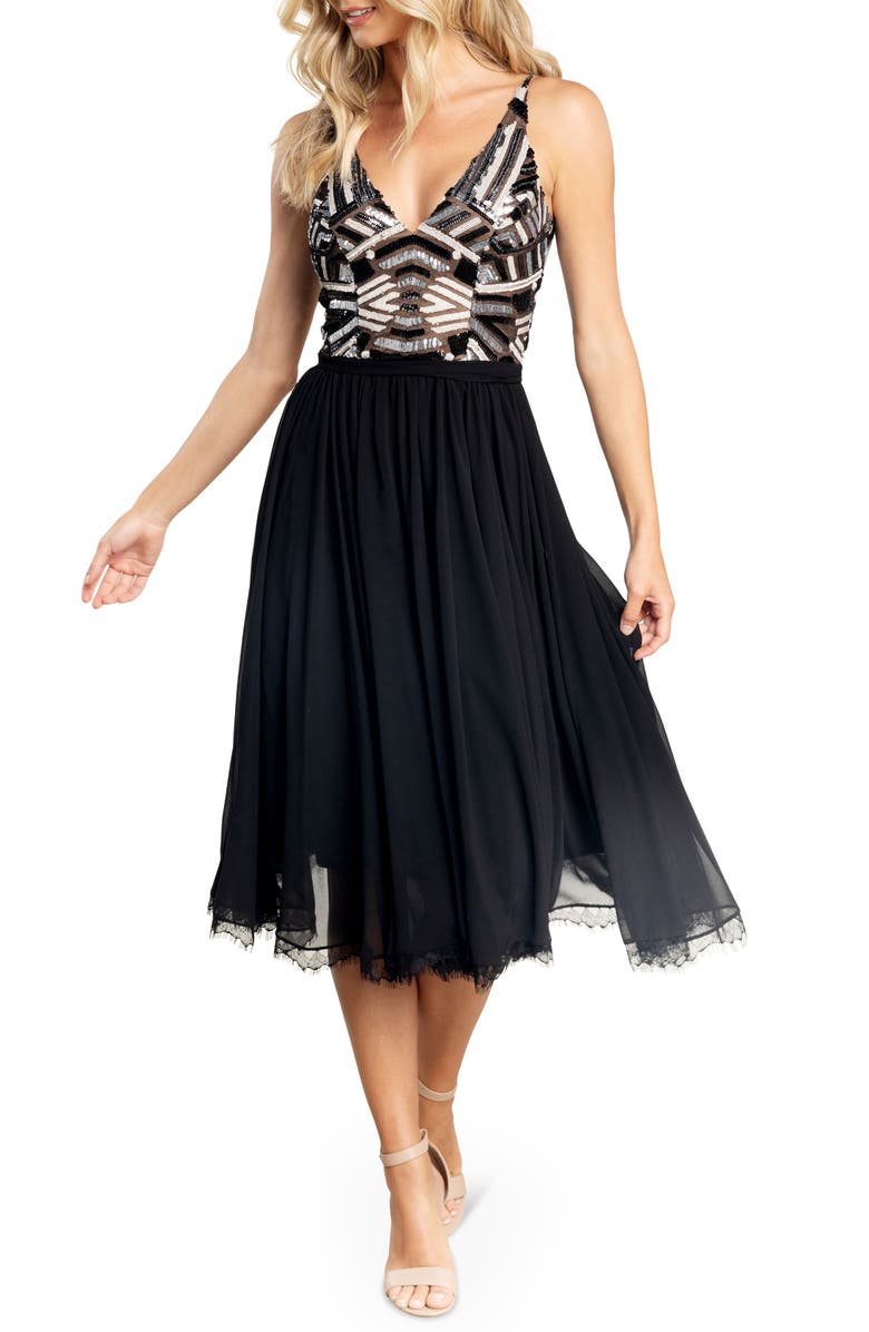 Dress the Population Alicia Fit & Flare Dress, Main, color, 