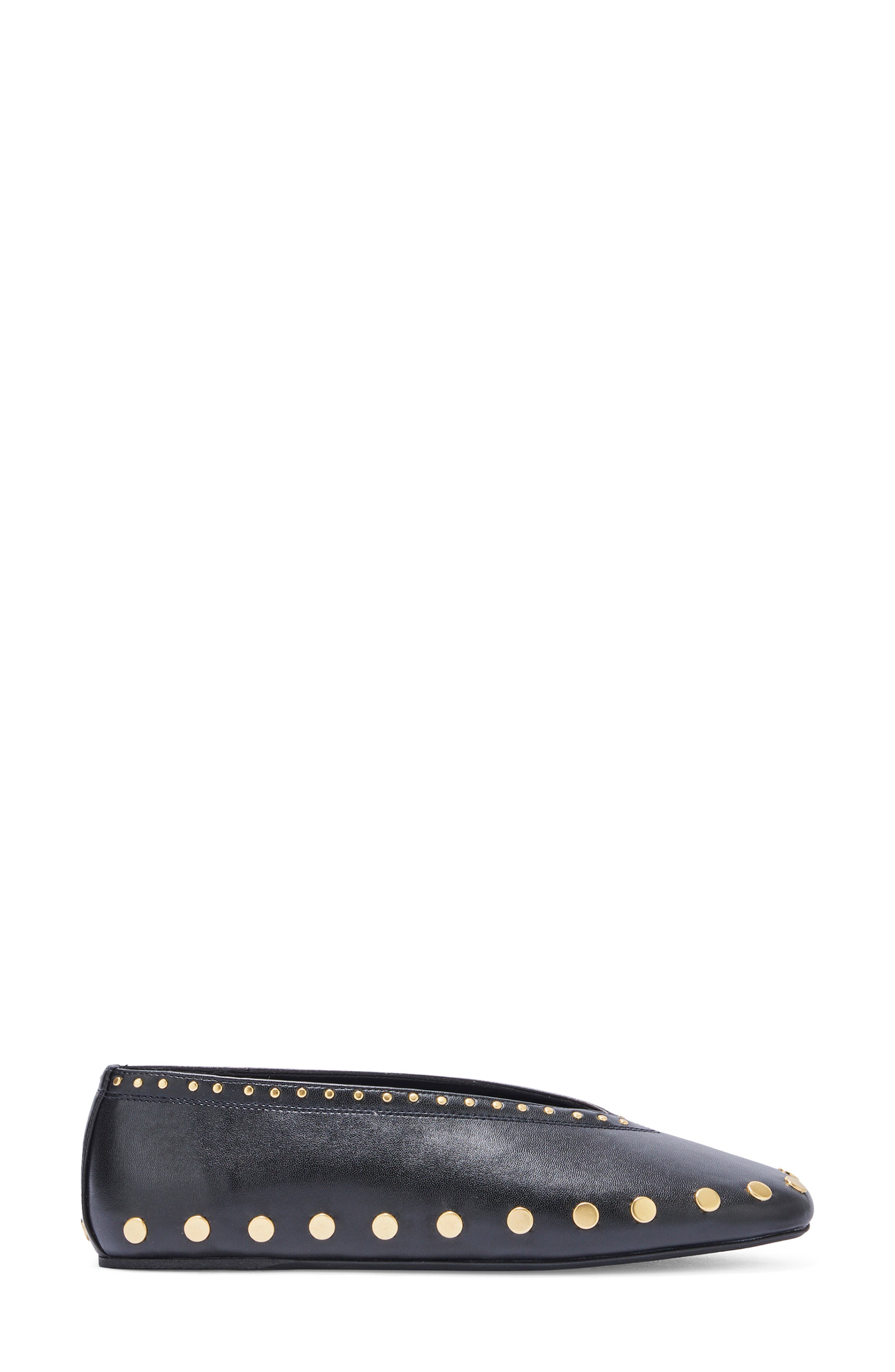 Ganni Jenny Studded Ballet Flat, Alternate, color, Black