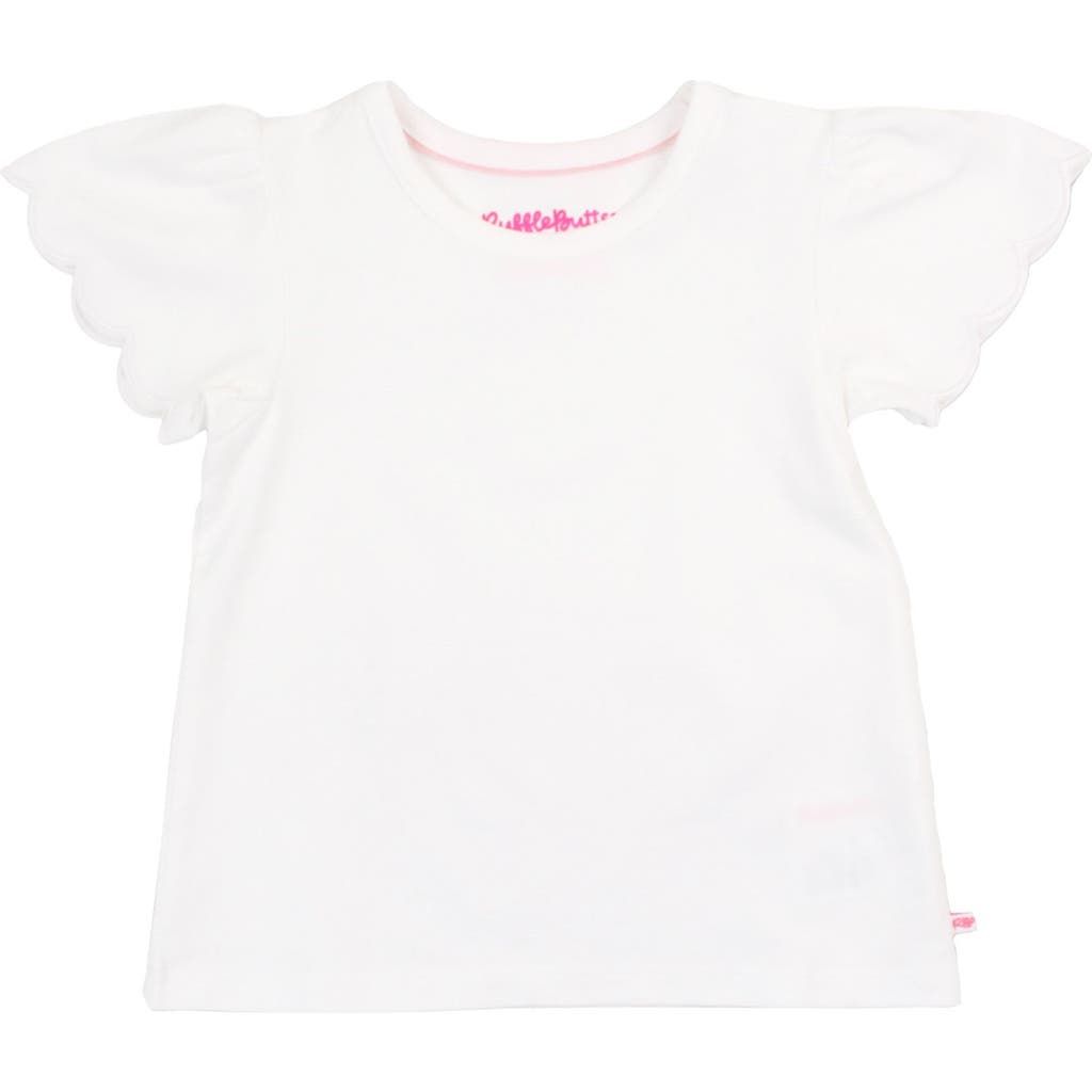 Rufflebutts Girls Short Sleeve Scallop Tee In White