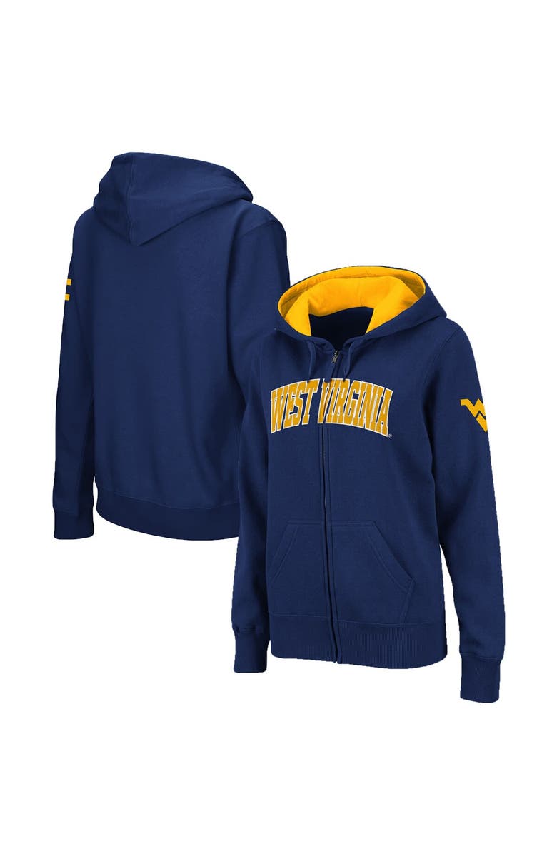 COLOSSEUM Women's Stadium Athletic Navy West Virginia Mountaineers Arched Name Full-Zip Hoodie, Main, color, Navy