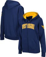 COLOSSEUM Women's Stadium Athletic Navy West Virginia Mountaineers Arched Name Full-Zip Hoodie