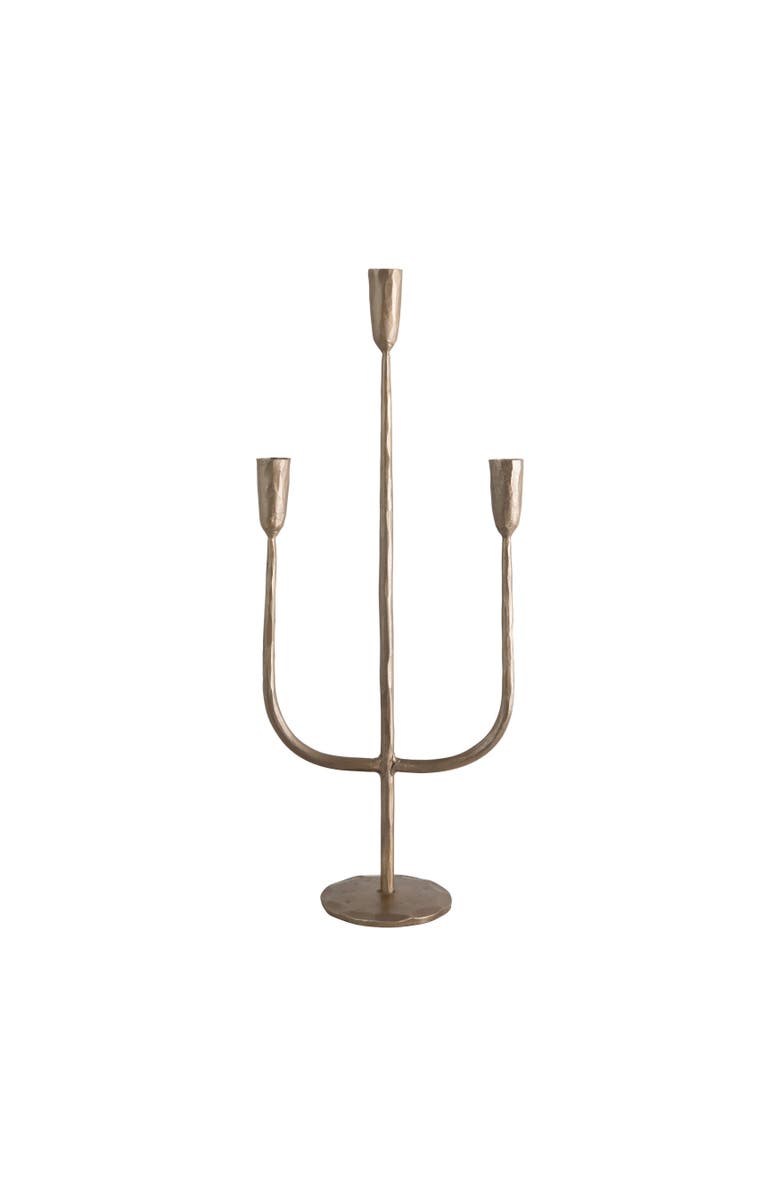 Storied Home Hand-Forged Metal Candelabra, Antique Brass Finish, Main, color, Brass