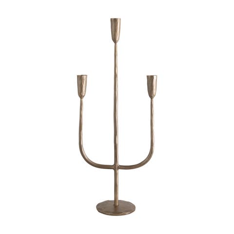 Hand-Forged Metal Candelabra, Antique Brass Finish
