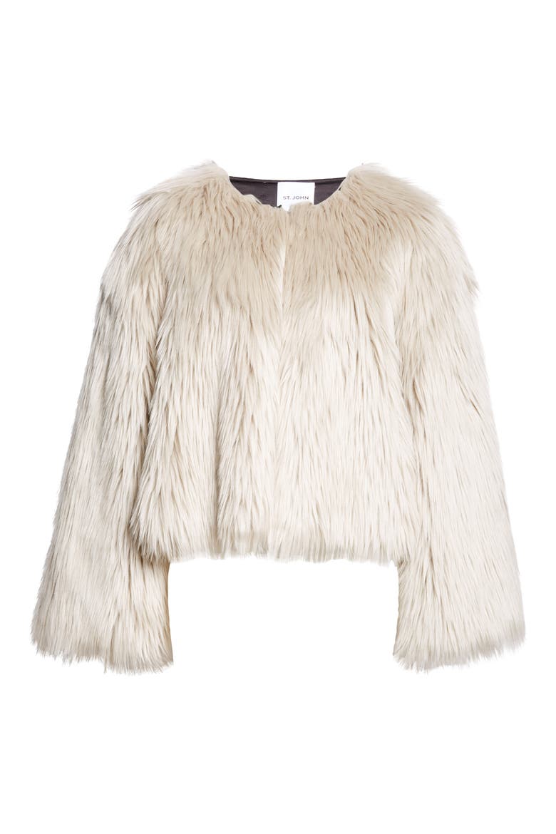 Faux Fur Crop Jacket, Alternate, color, MASTIC