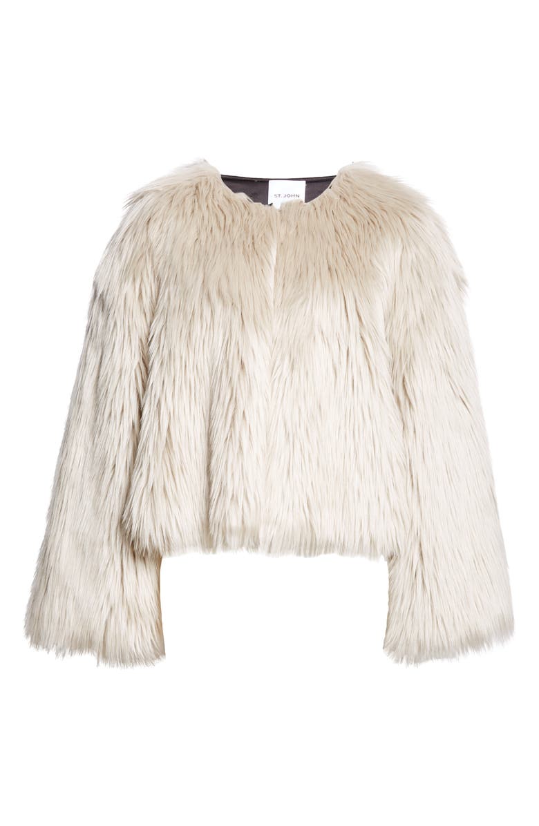 St. John Collection Faux Fur Crop Jacket, Alternate, color, 