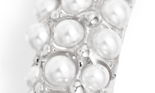 Open Edit Faux Pearl Hoop Earrings In Silver