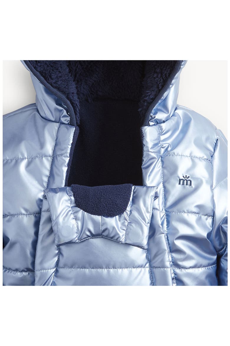 Blue Solid Metallic Magnetic Closure Puffer Snowsuit, Alternate, color, BLUEM