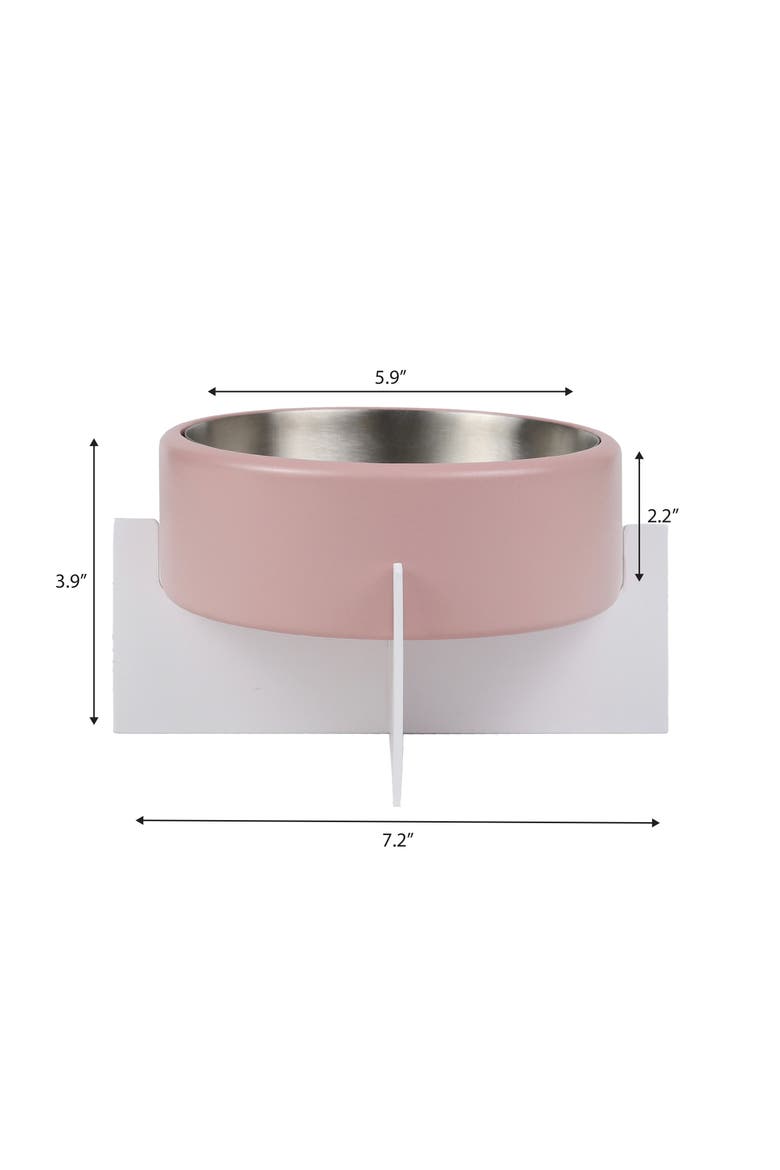Intersecta Concrete and Stainless Steel Bowl with Metal Stand Pet Feeder, Alternate, color, Pink/White