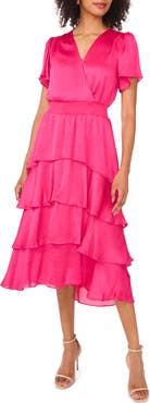Vince Camuto Flutter Sleeve Tiered Midi Dress