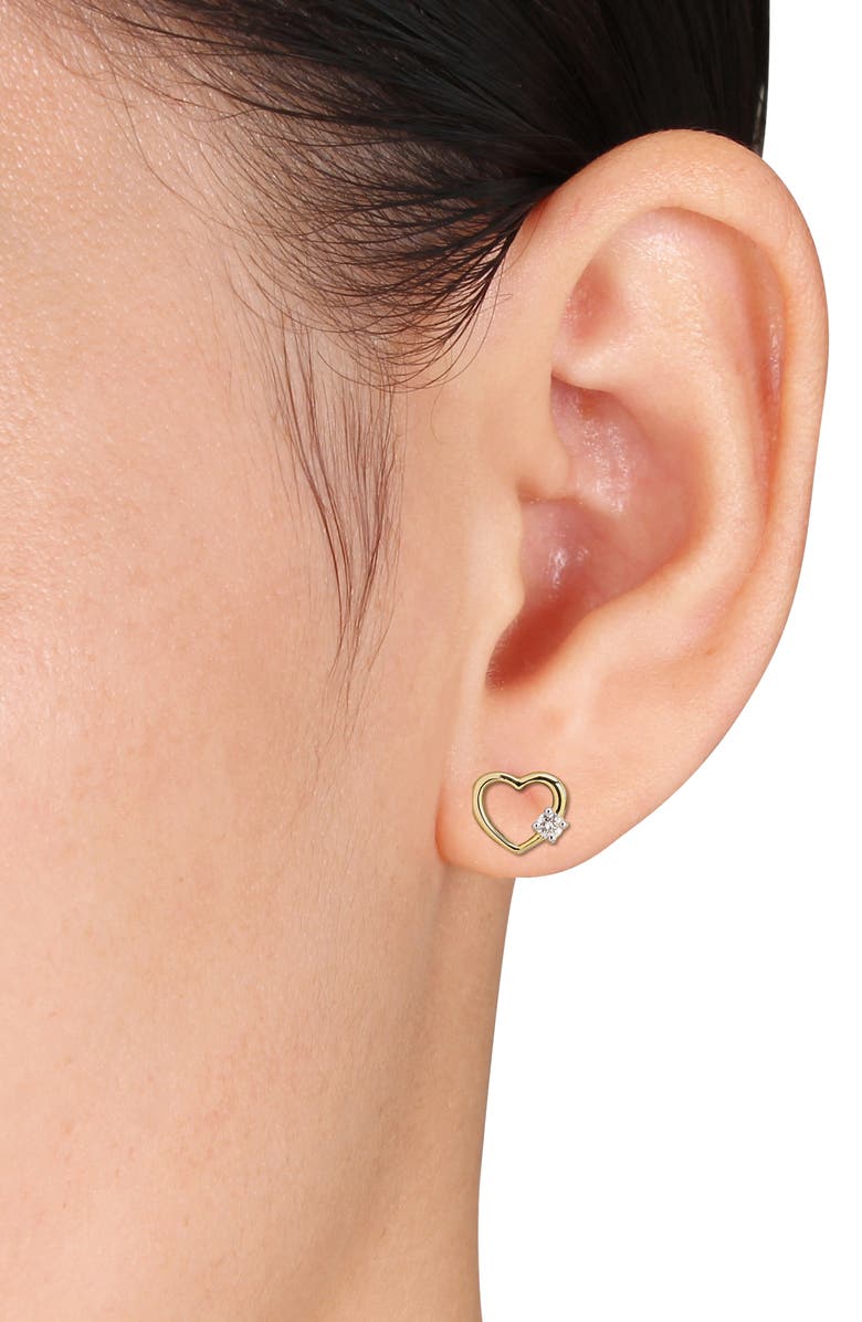 Created Forever Lab-Grown Diamond Heart Earrings, Alternate, color, Gold/ White