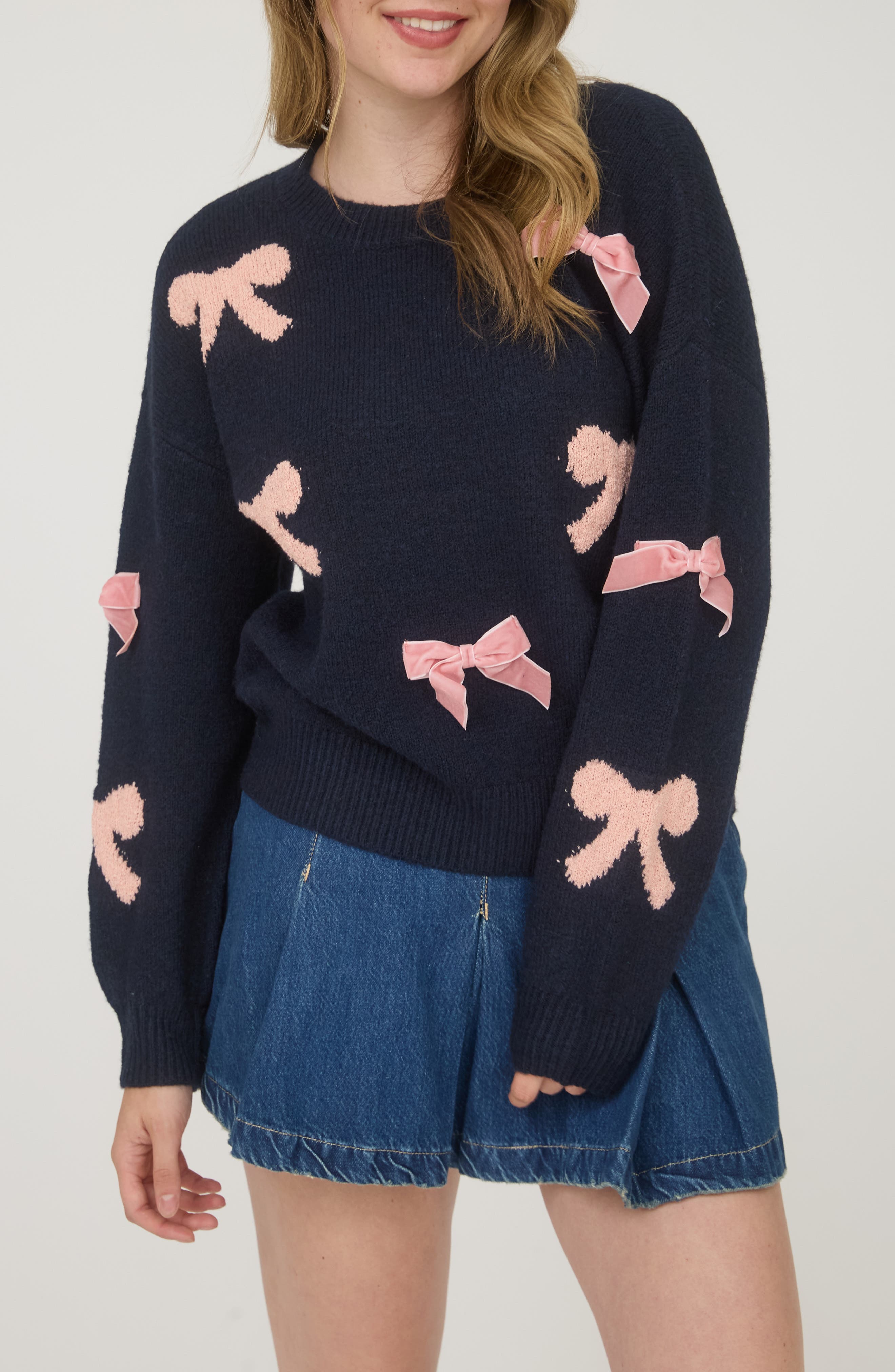 Blu Pepper Bow Embellished Sweater