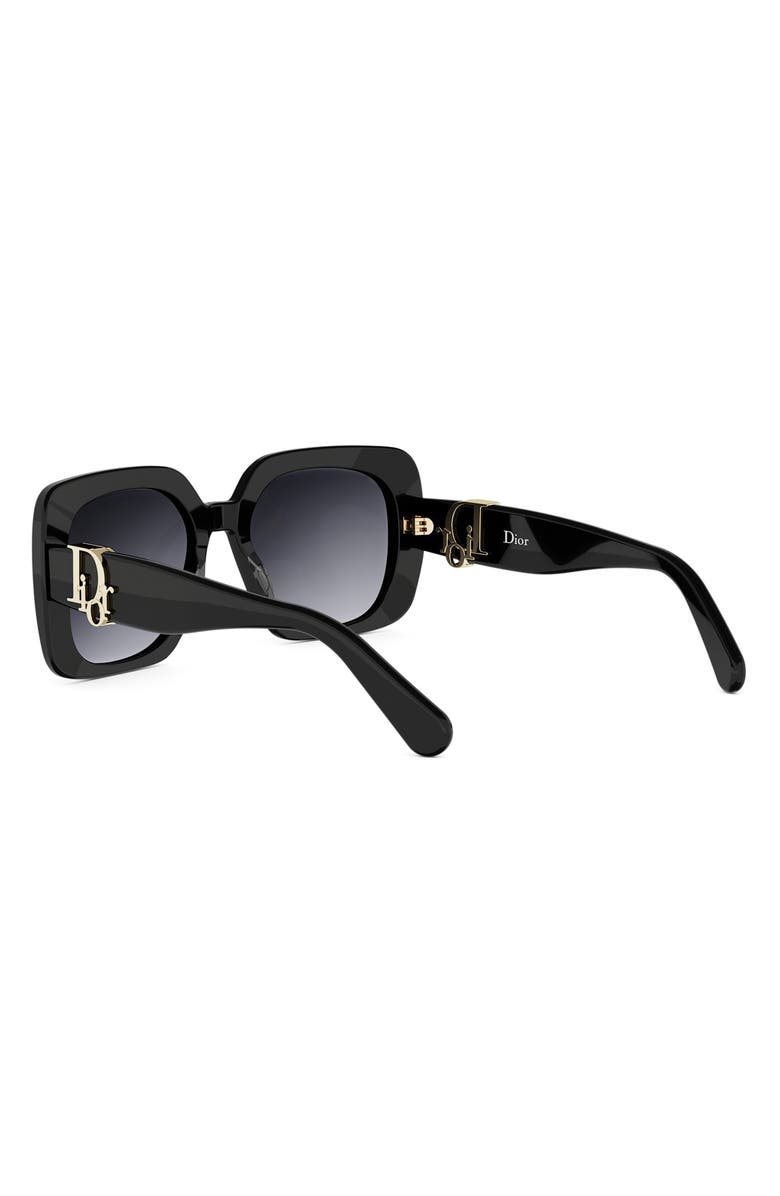 DIOR Oblique S1I 54mm Gradient Square Sunglasses, Alternate, color, Shiny Black / Gradient Smoke