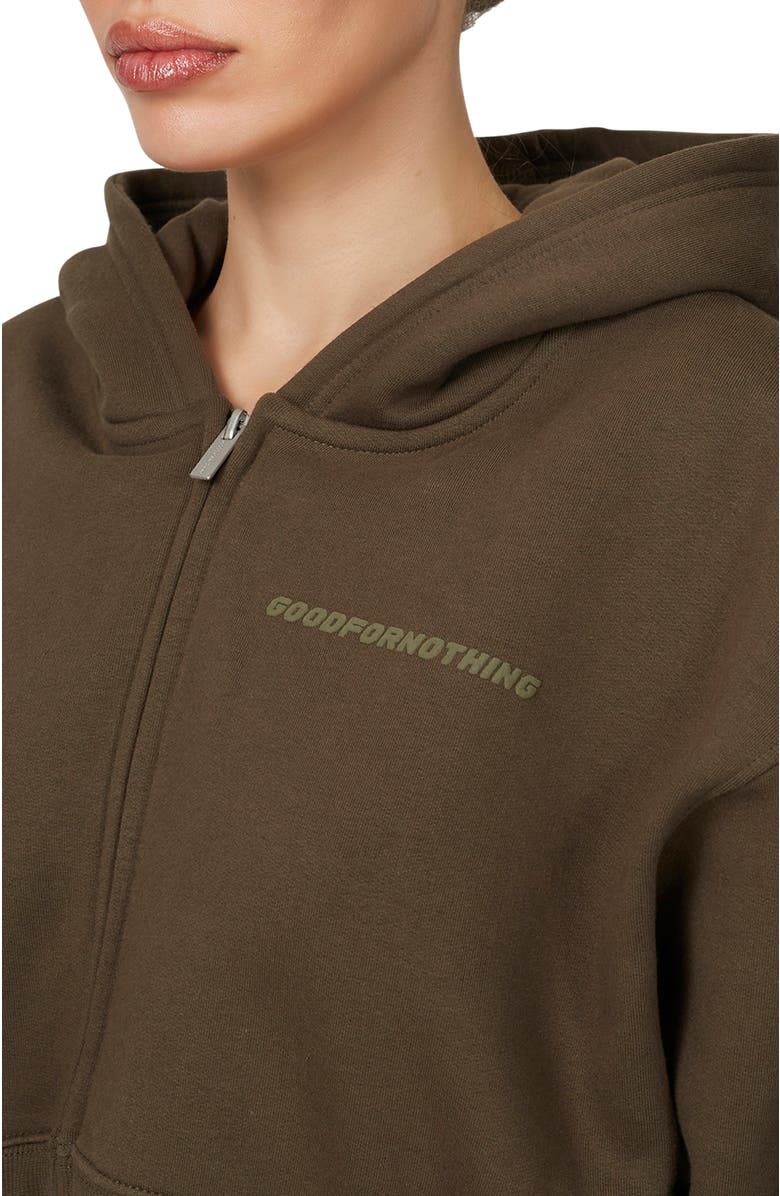 Good For Nothing Vintage Tonal Crop Zip Hoodie, Alternate, color, Brown