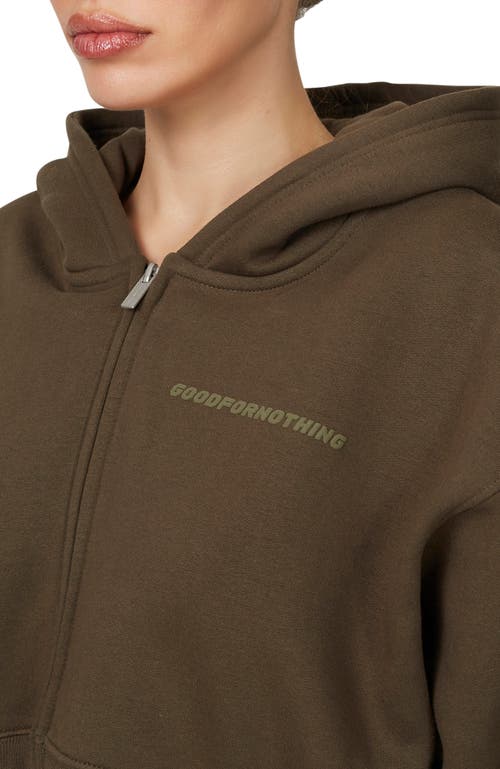 Good For Nothing Vintage  Tonal Crop Zip Hoodie In Brown