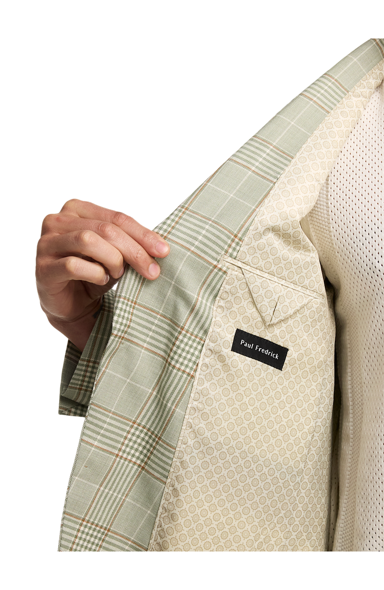 Paul Fredrick Plaid Wool Blend Single Breasted Peak Lapel Sport Coat, Alternate, color, Green