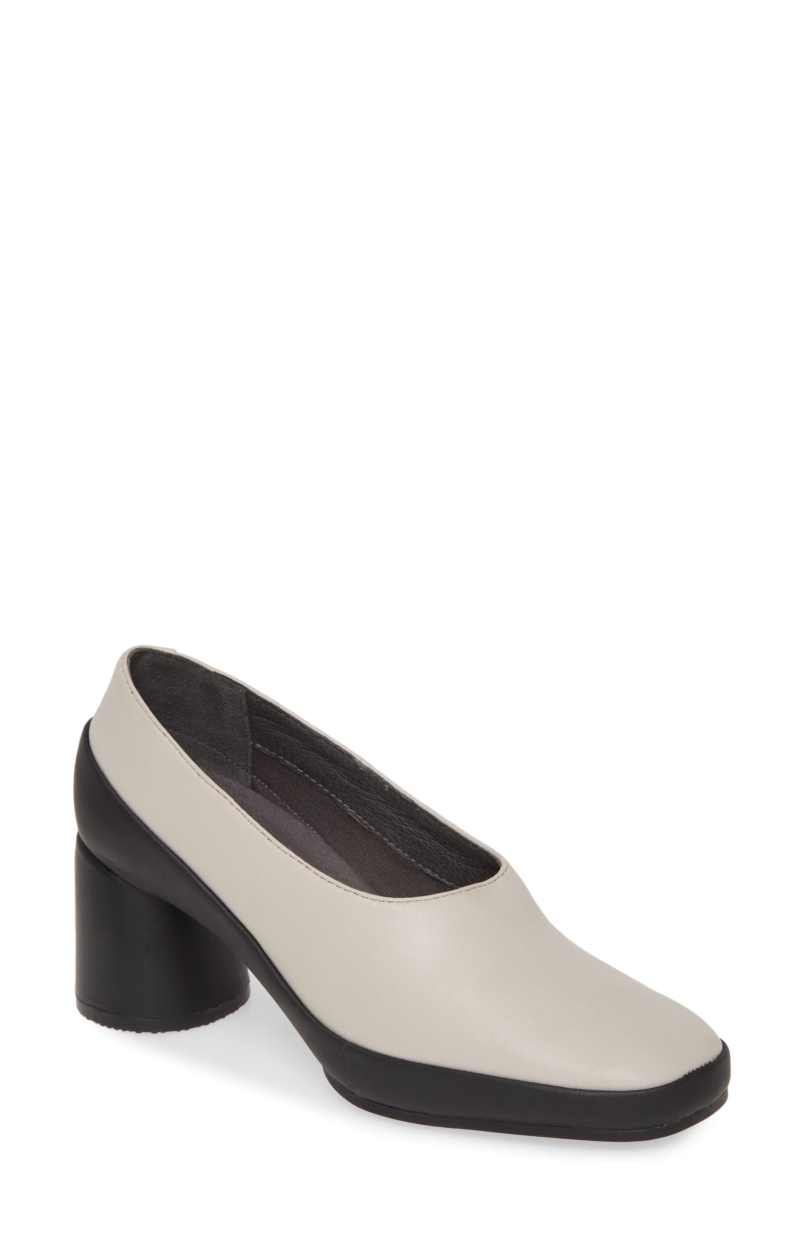 Upright Column Heel Pump, Main, color, BEIGE LEATHER