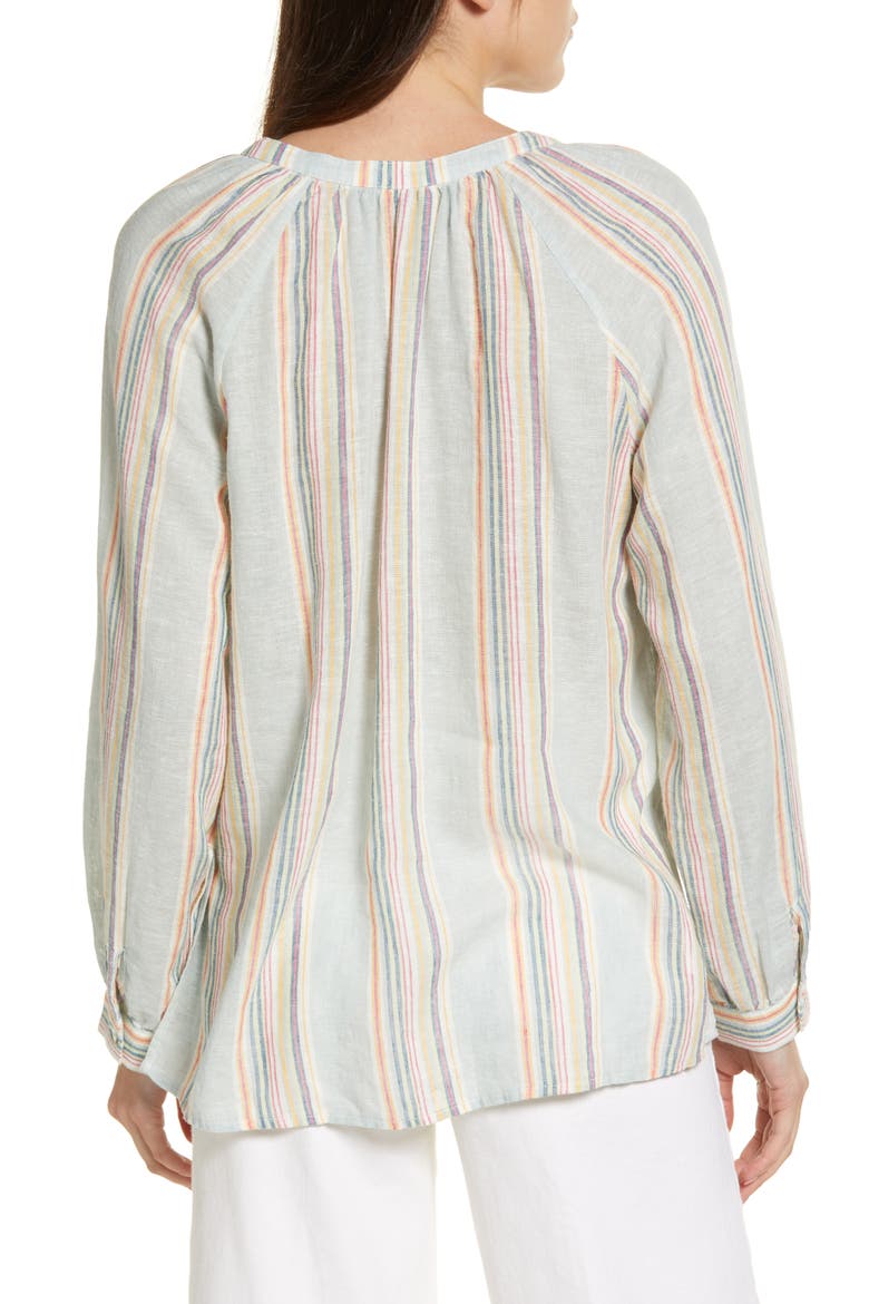 Brielle Stripe Tie Front Linen Blend Blouse, Alternate, color, SAG HARBOR STRIPE