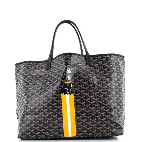 Pre-owned Goyard  Goyard Saint Louis Tote Printed Coated Canvas Gm In Black
