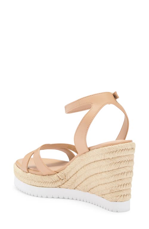 Stuart Weitzman Catlina Leather Espadrille Wedge In Golden Beige