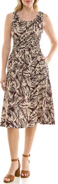 Nicole Miller Painted Palms Smocked Tank Dress