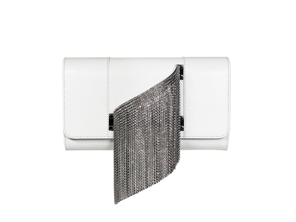 PERRIN PARIS L'Eiffel Cascade Clutch, Main, color, White