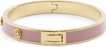 Tea Rose Enamel Hinged Bangle Bracelet