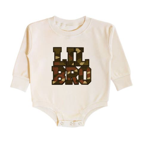 Lil Bro Camo Patch Long Sleeve Romper (Baby)