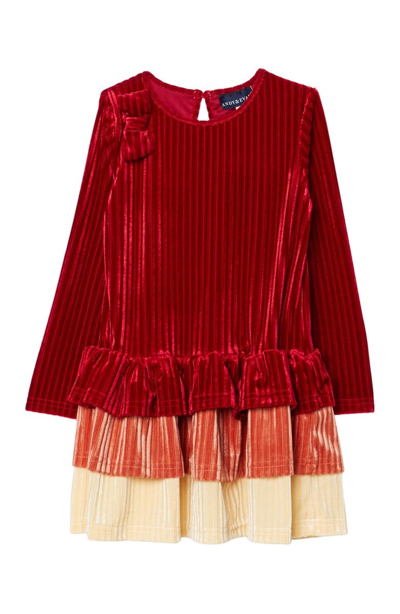 Andy & Evan Velour Tiered Dress, Main, color, 