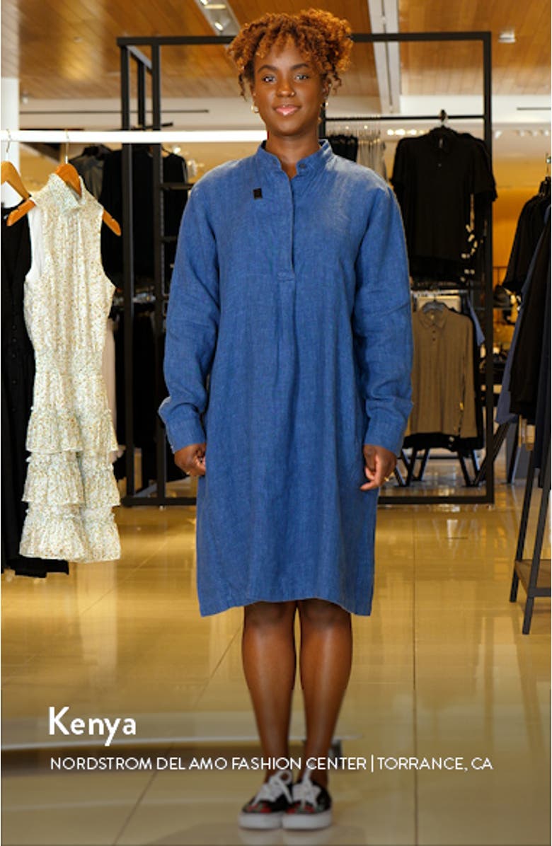 Long Sleeve Organic Linen Shift Dress, sales video thumbnail