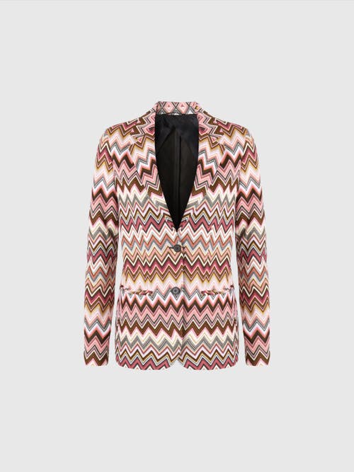 Missoni Single-breasted Blazer In Cotton And Zigzag Viscose In Multicoloured