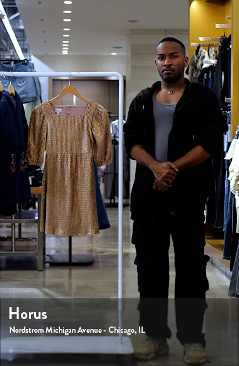 Kids' Metallic Puff Sleeve Party Dress, sales video thumbnail