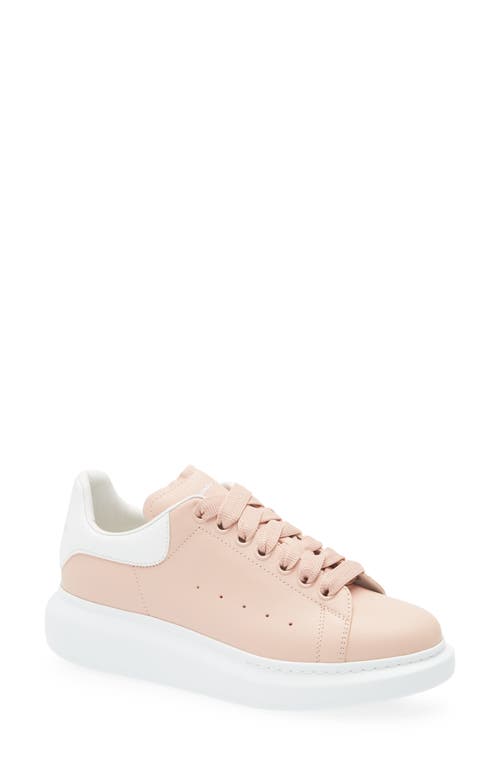 Alexander Mcqueen Pink Leather Sneakers With Light White Leather Heel