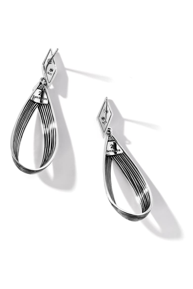 Bamboo Striated Drop Earrings, Alternate, color, SILVER
