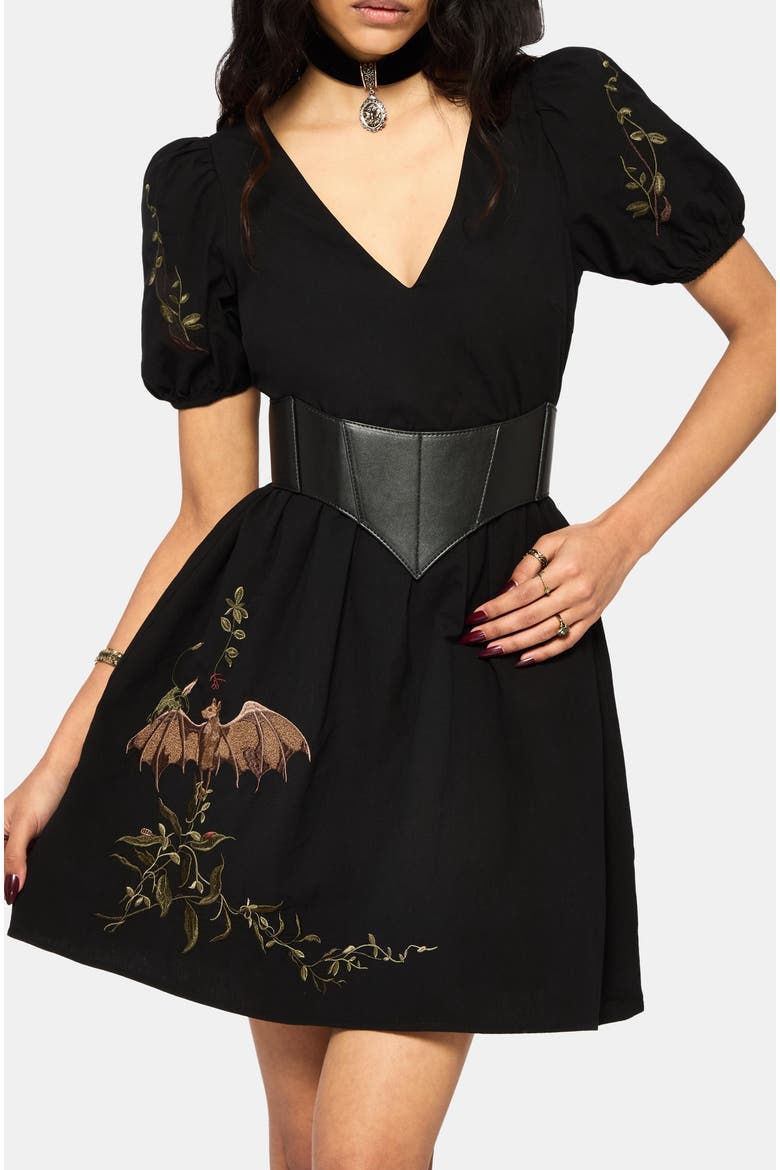 Orena Bat Mini Dress, Alternate, color, Black