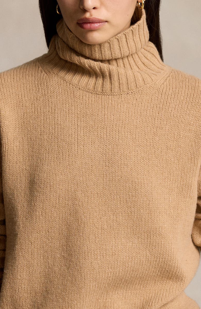 Polo Ralph Lauren Wool Turtleneck Sweater, Alternate, color, Collection Camel Melange