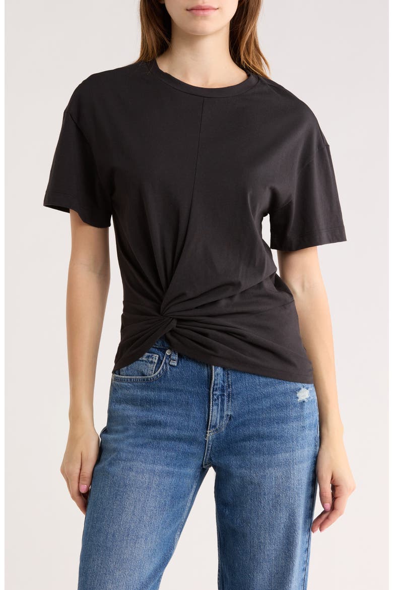 Mia Draped T-Shirt, Main, color, BLACK