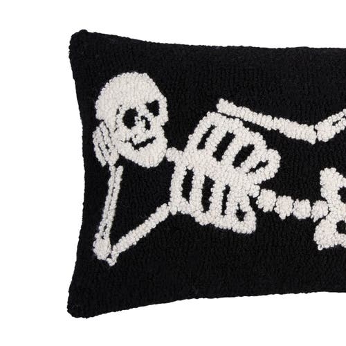 C & F Home C&f Home Relaxed Pose Skeleton Halloween Hooked Accent Pillow 12" X 24" In Black