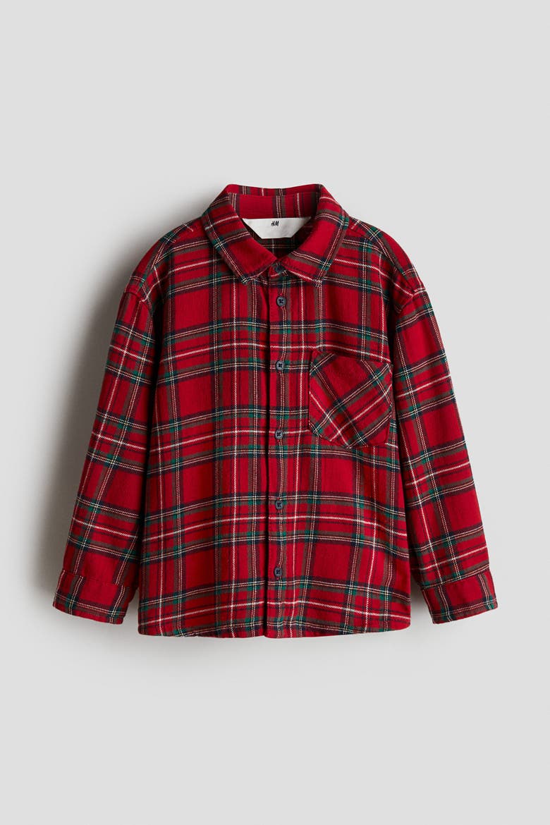 Cotton Flannel Shirt, Alternate, color, Red/plaid