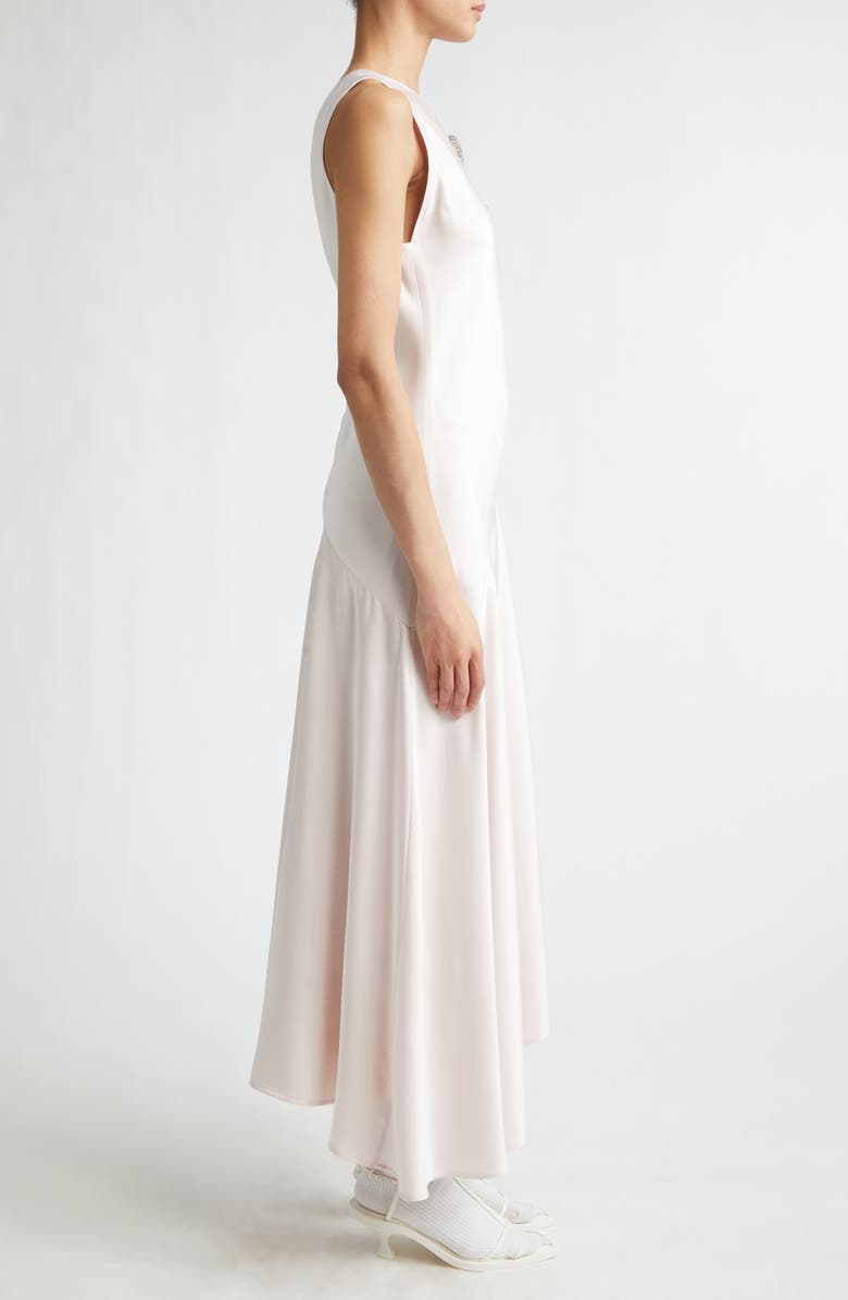 Jil Sander Draped Asymmetric Crepe Back Satin Dress, Alternate, color, Ballerina