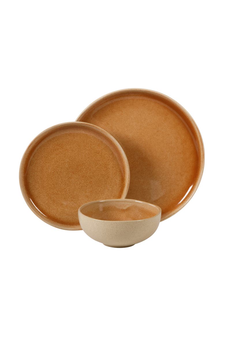 Manila Bay 12-Piece Reactive Glaze Stoneware Dinnerware Set, Alternate, color, Orange