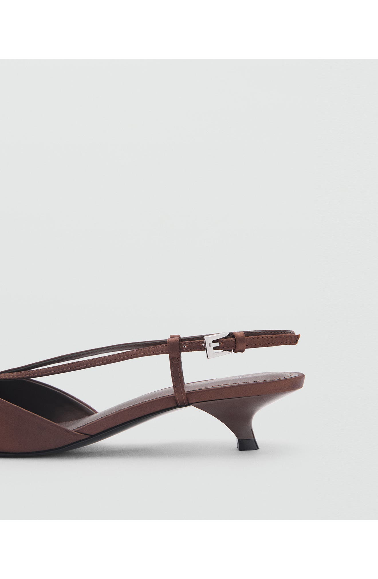 MANGO Kitten Heel Pointed Toe Slingback Pump, Alternate, color, Chocolate