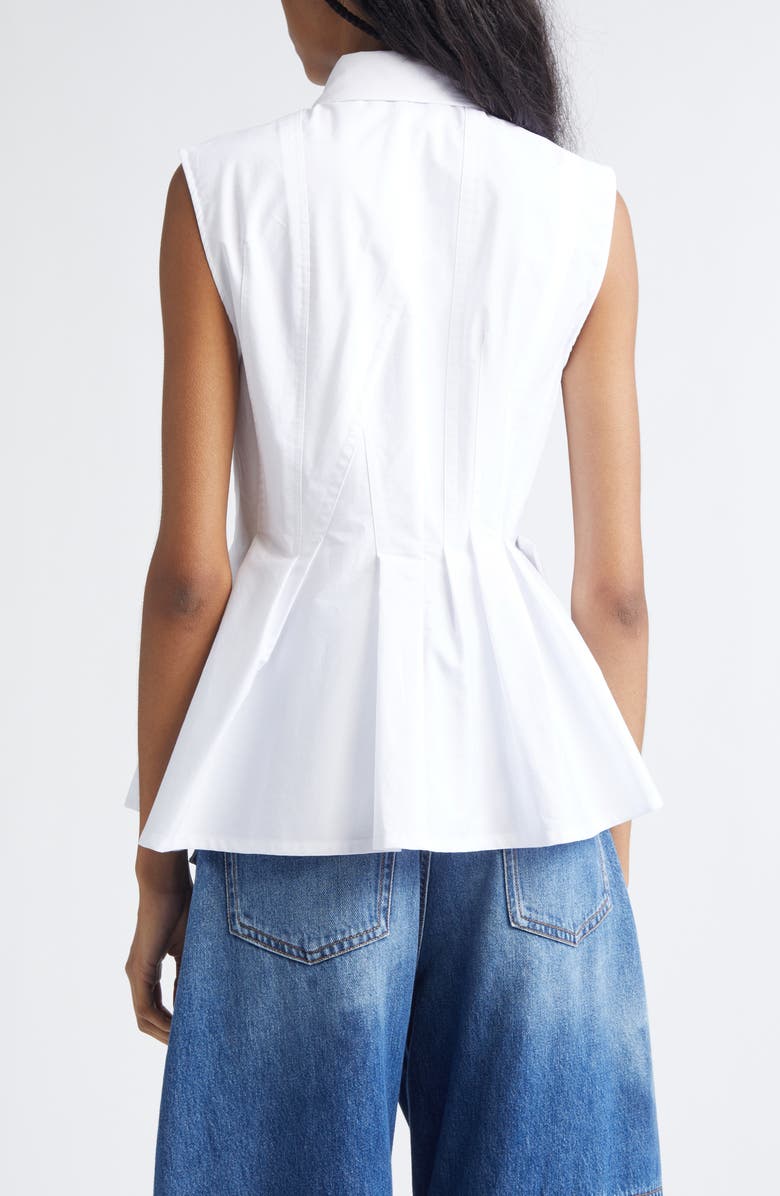 SPORTMAX Certosa Pleated Poplin Peplum Top, Alternate, color, Optical White