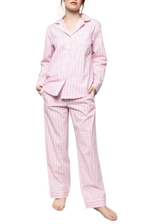 Petite Plume Classic Gingham Brushed Cotton Woven Twill Pajamas in Pink at Nordstrom, Size X-Small