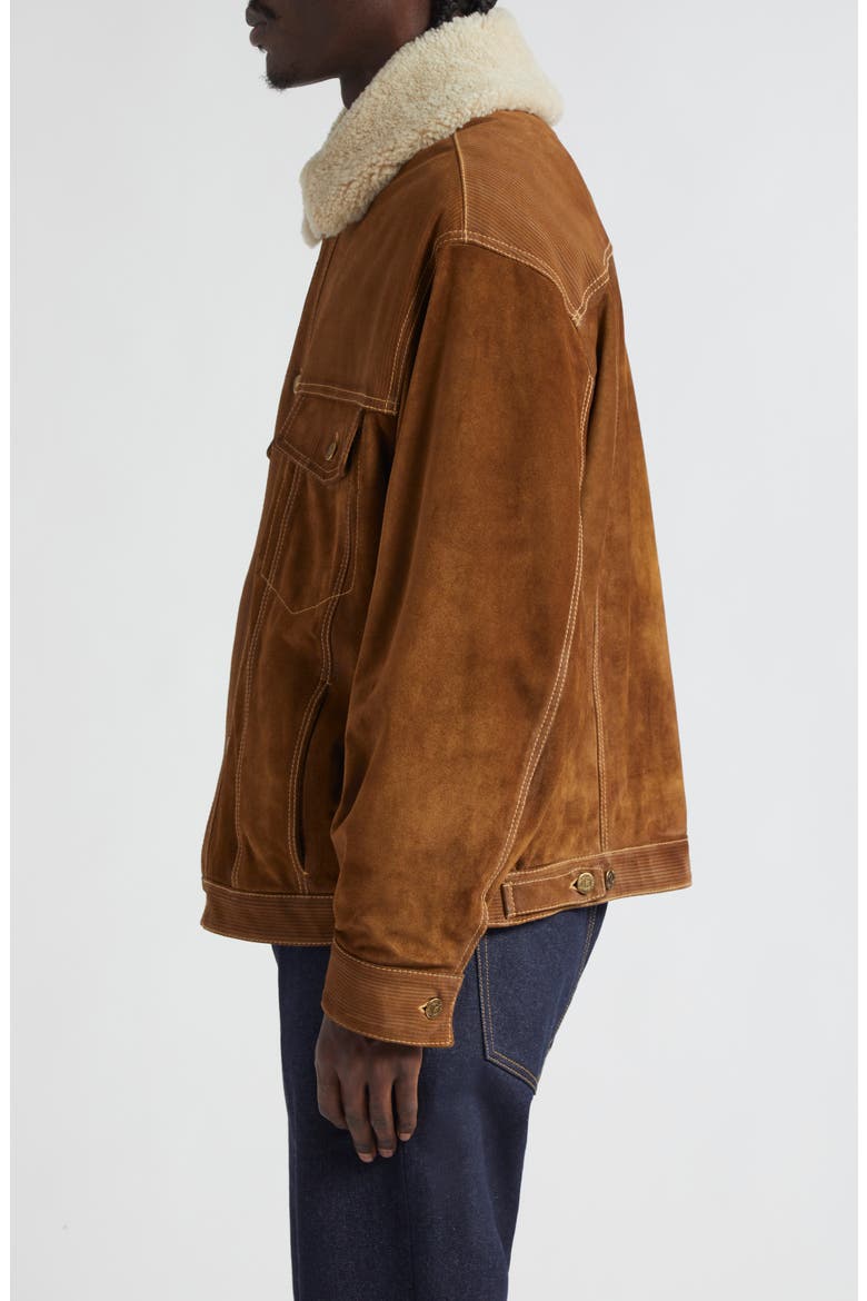 Journey Suede Trucker Jacket with Removable Faux Shearling Collar, Alternate, color, TOBACCO BROWN