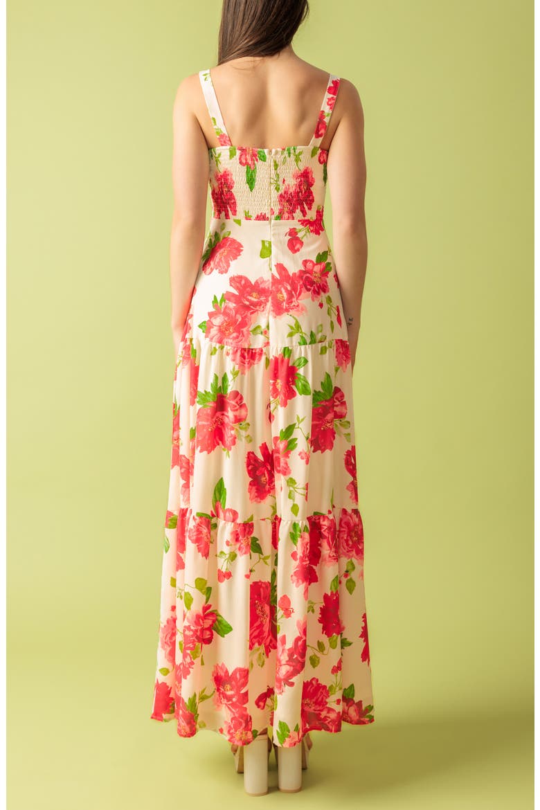 Floral Print Maxi Dress, Alternate, color, WHITE RED