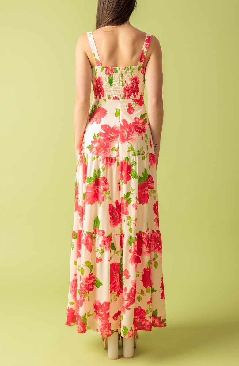 FLYING TOMATO Floral Print Maxi Dress, Alternate, color, White Red