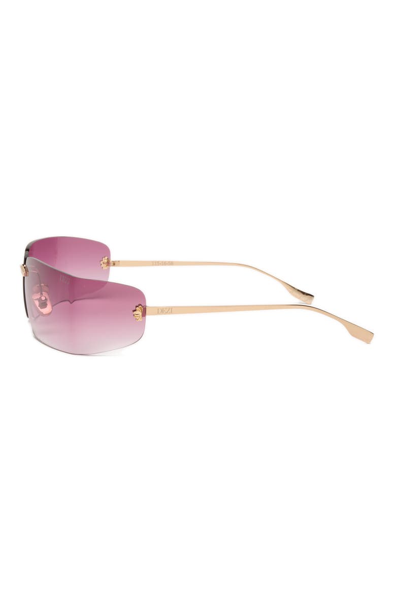 x Monet Moneybag$ 58mm Rimless Square Sunglasses, Alternate, color, GOLD / PLUM FADED