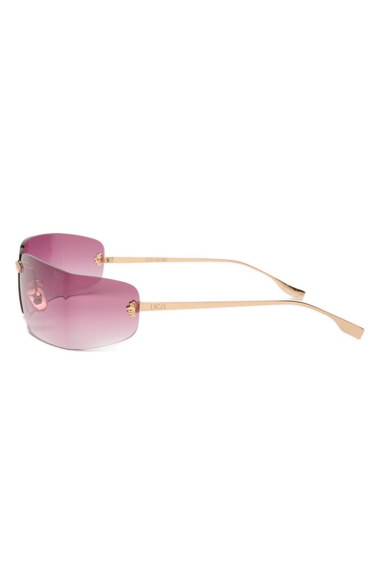 DEZI x Monet Moneybag$ 58mm Rimless Square Sunglasses, Alternate, color, Gold / Plum Faded